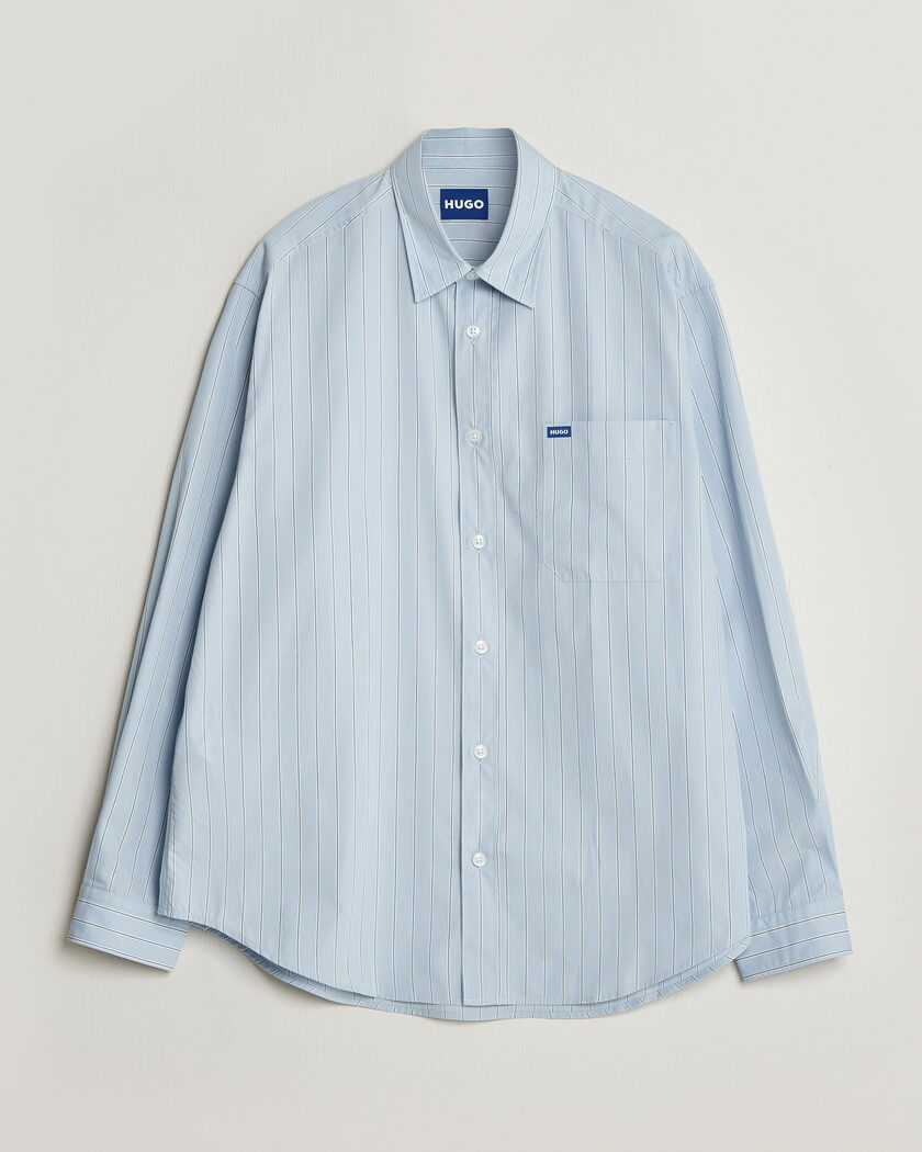 HUGO Ebalto Striped Cotton Shirt Open Blue – Sininen