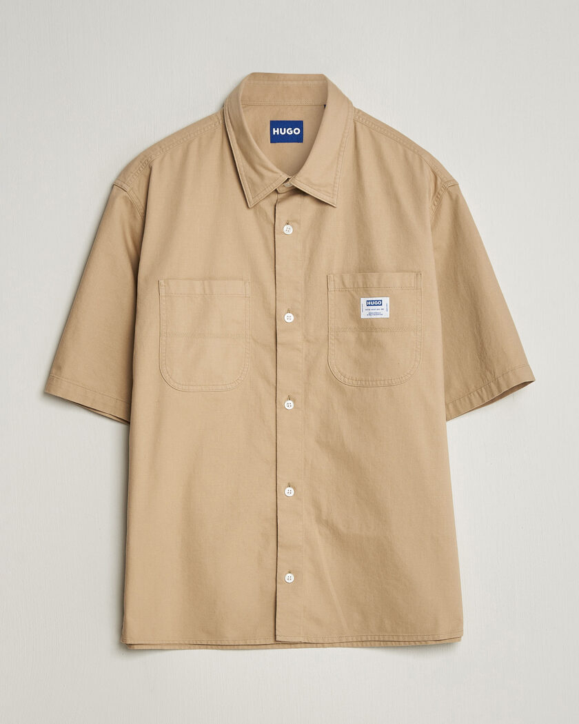 HUGO Ebwin Workwear Short Sleeve Shirt Medium Beige – Beige