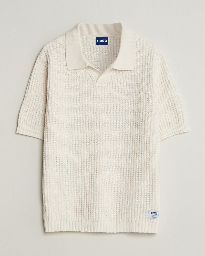 HUGO Spero Knitted Polo Open White – Valkoinen