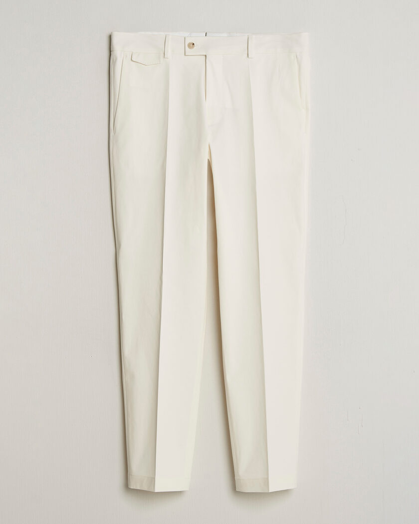 BOSS CAMEL Peet Cotton Pleated Trousers Open White – Valkoinen