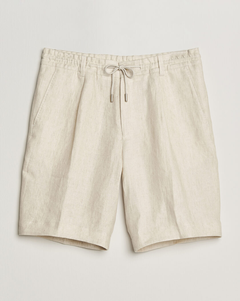 BOSS CAMEL Peet Linen Drawstring Shorts Open White – Valkoinen