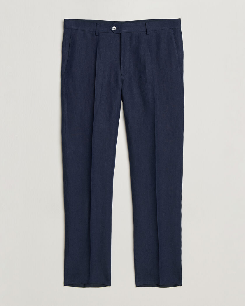 Oscar Jacobson Dandy Linen Trousers Navy – Sininen
