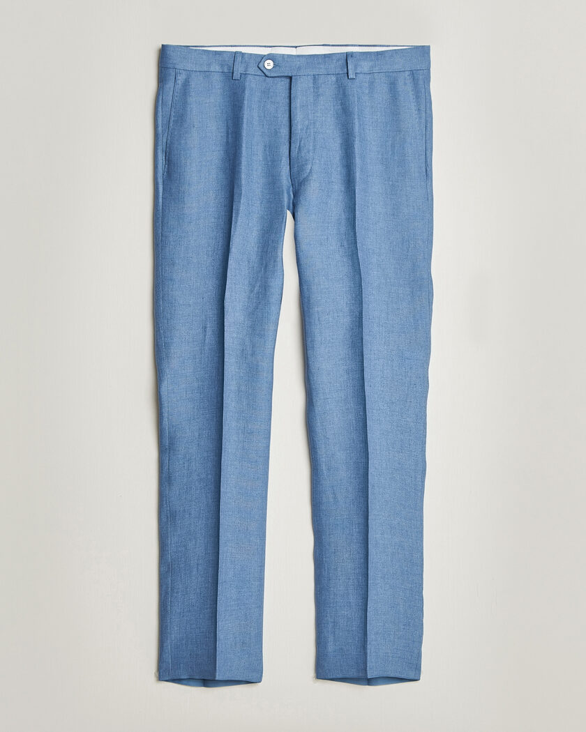Oscar Jacobson Dandy Linen Trousers Light Blue – Sininen