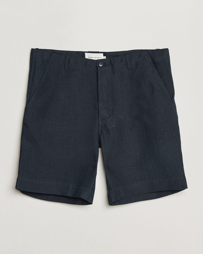 Peregrine Windsor Linen Shorts Navy Stripe – Sininen