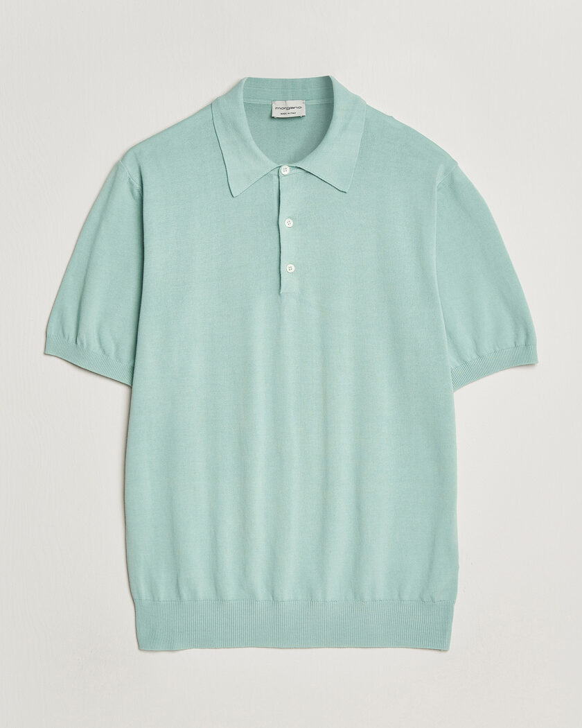 Morgano Knitted Cotton Crepe Polo Light Green – Vihreä