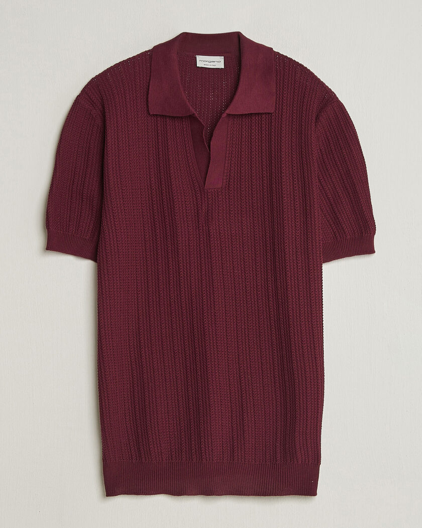 Morgano Structured Knitted Polo Burgundy – Punainen