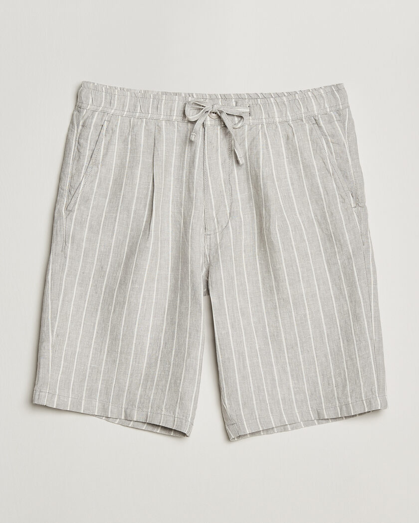KnowledgeCotton Apparel Striped Loose Linen Shorts Grey – Harmaa