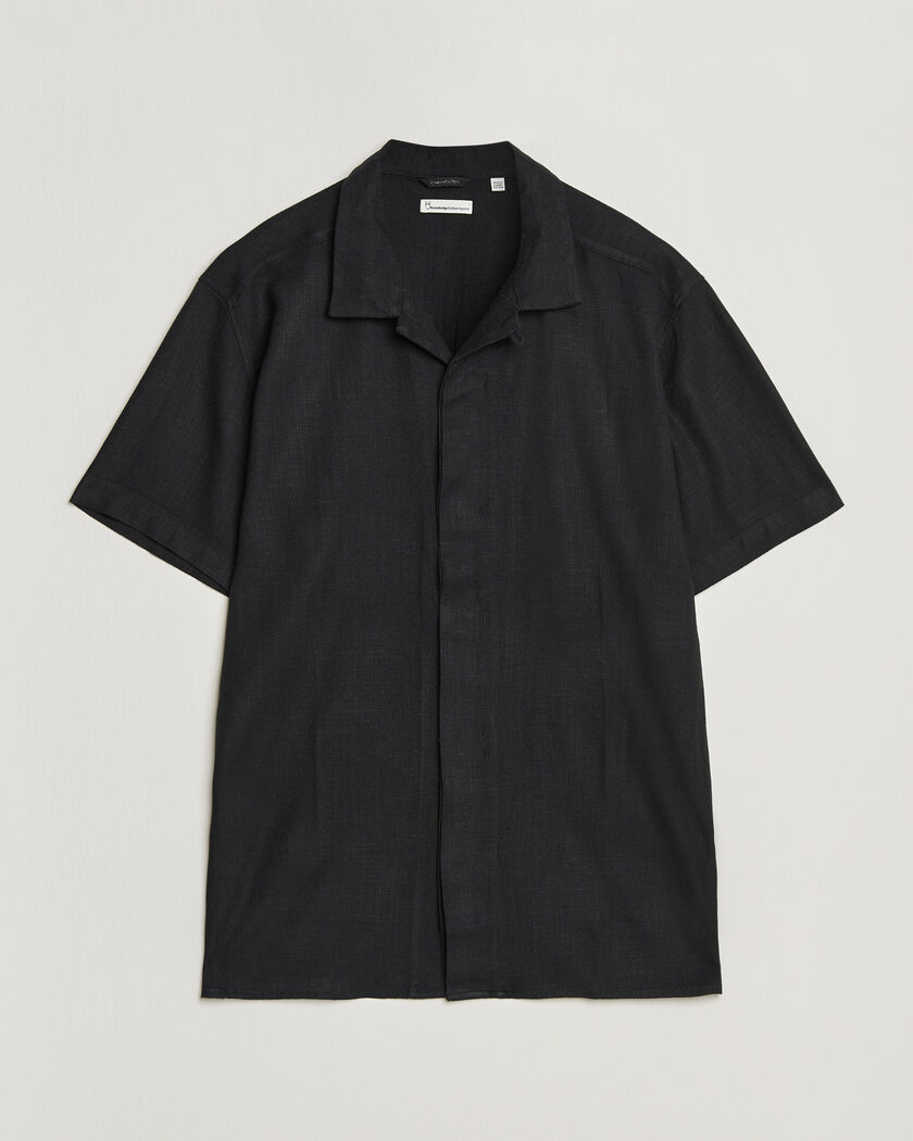 KnowledgeCotton Apparel Linen/Lyocell Resort Shirt Black – Musta