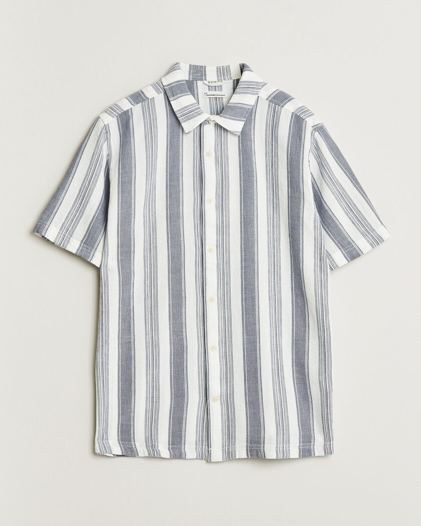 KnowledgeCotton Apparel Box Short Sleeve Stripe Shirt Blue Stripe – Sininen