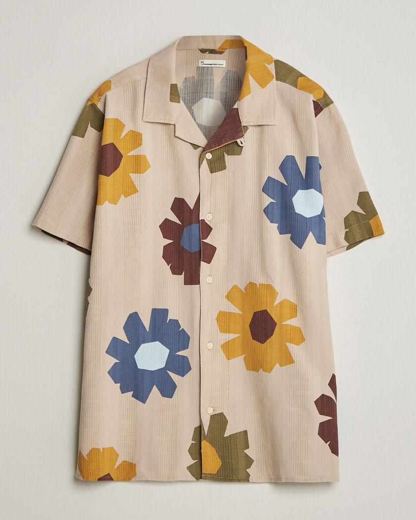 KnowledgeCotton Apparel Relaxed Printed Cotton Short Sleeve Shirt Multi – Monivärinen