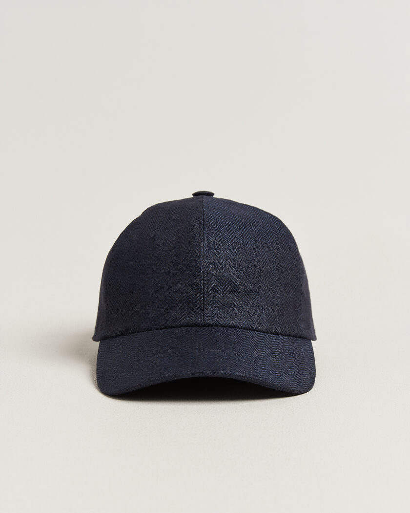 Wigéns Baseball Linen Herringbone Cap Navy – Sininen