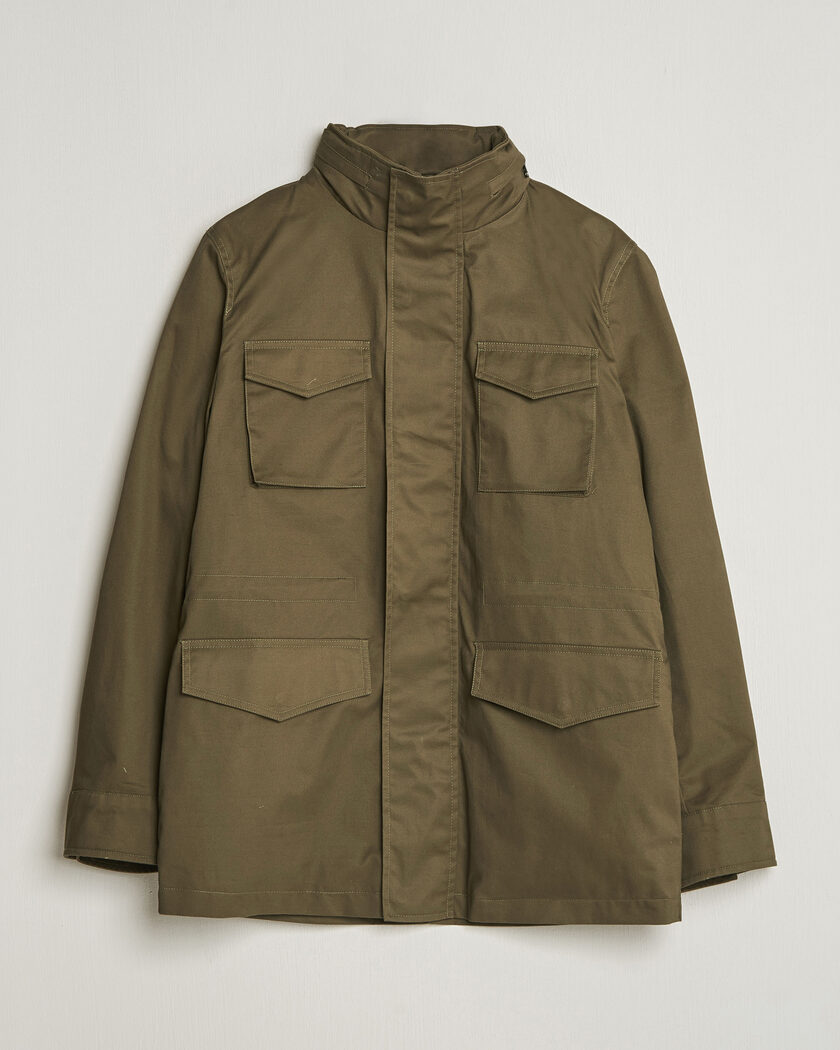 Oscar Jacobson M65 Coated Cotton Field Jacket Olive – Vihreä