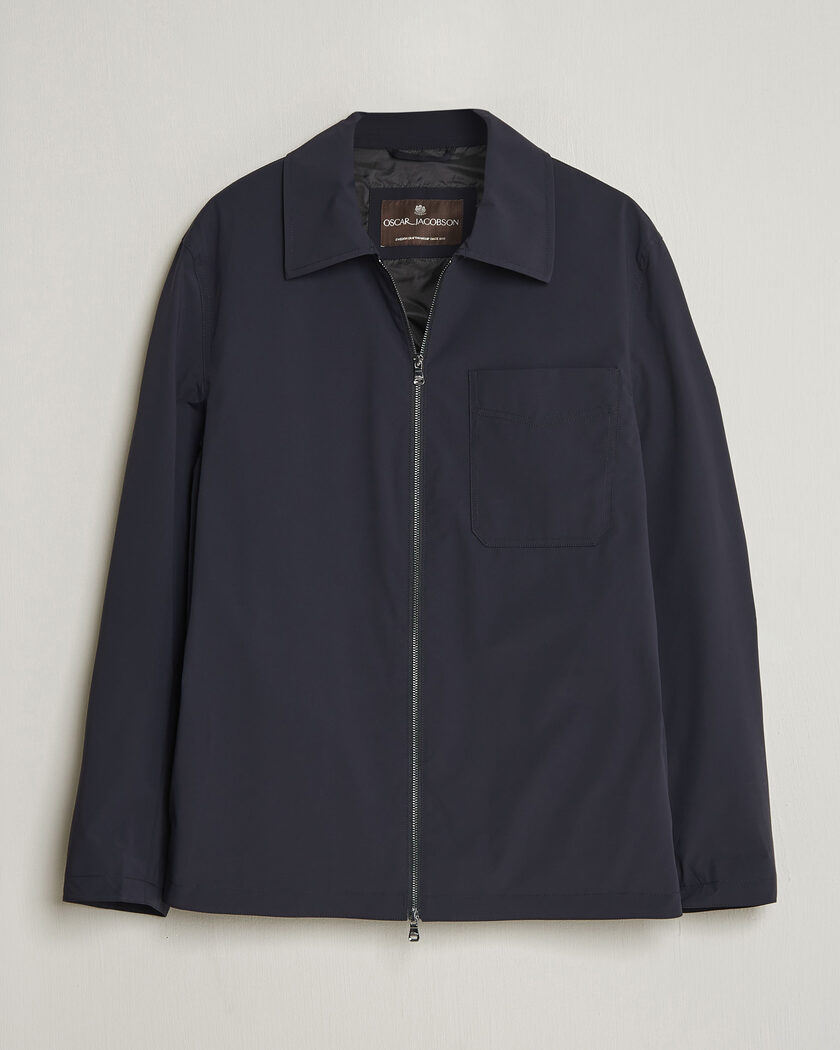 Oscar Jacobson Light Zipped Shirt Jacket Navy – Sininen