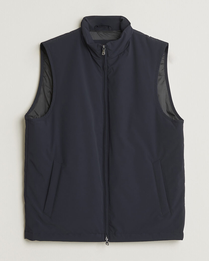 Oscar Jacobson Light Zipped Waistcoat Navy – Sininen