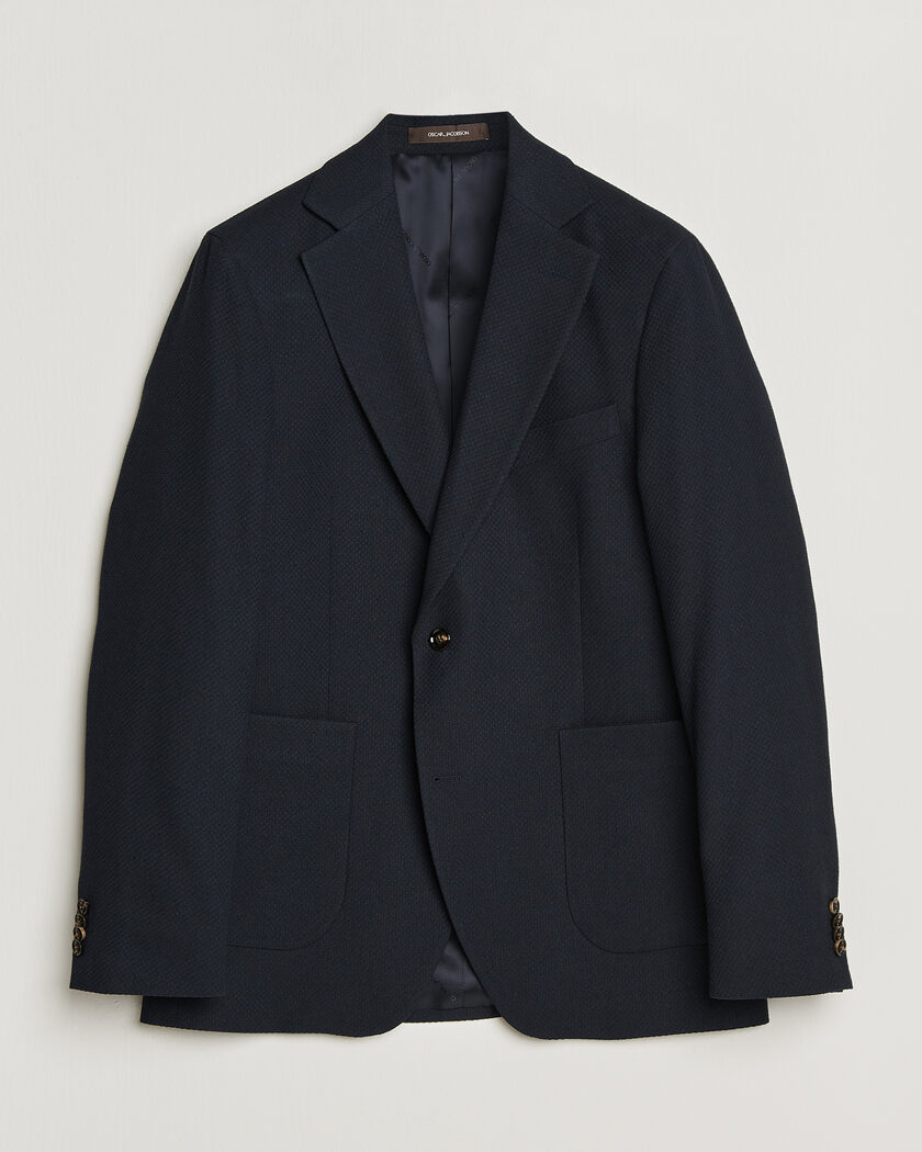 Oscar Jacobson Fogerty Patch Structure Cotton Blazer Navy – Sininen