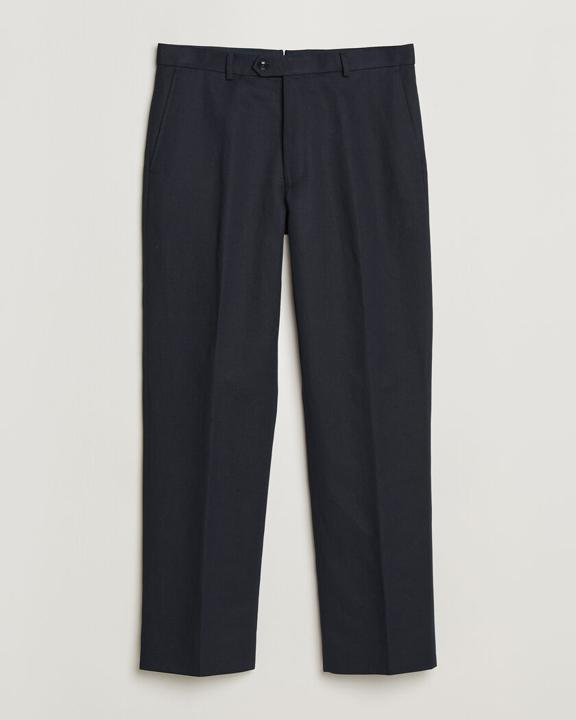 Oscar Jacobson Del Cotton/Linen Trousers Navy – Sininen