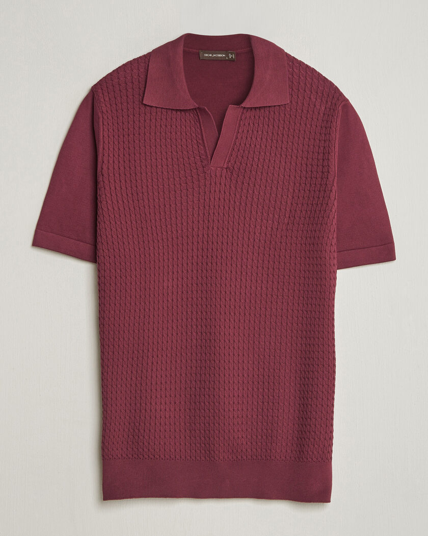 Oscar Jacobson Alf Structured Cotton Polo Wine Red – Punainen