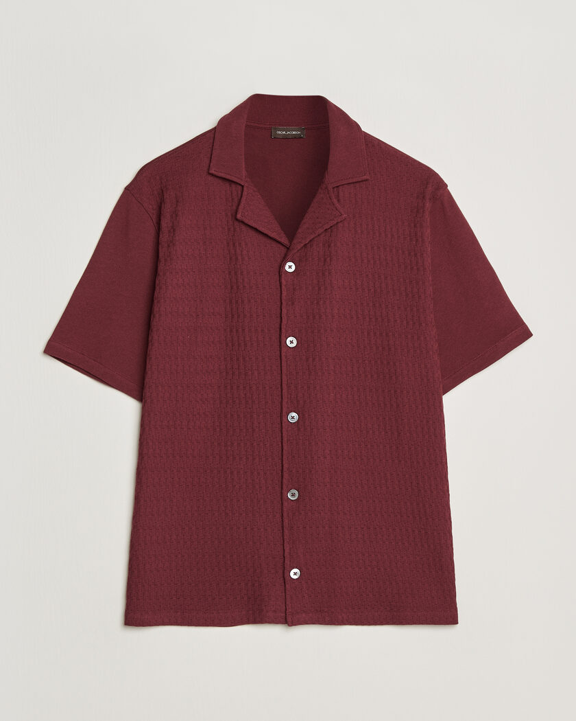 Oscar Jacobson Kirk Knitted Short Sleeve Shirt Wine Red – Punainen
