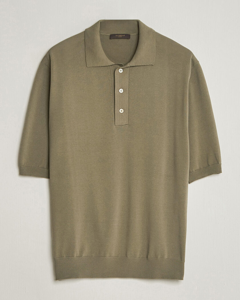 Zanone Knitted Cotton Polo Olive – Vihreä
