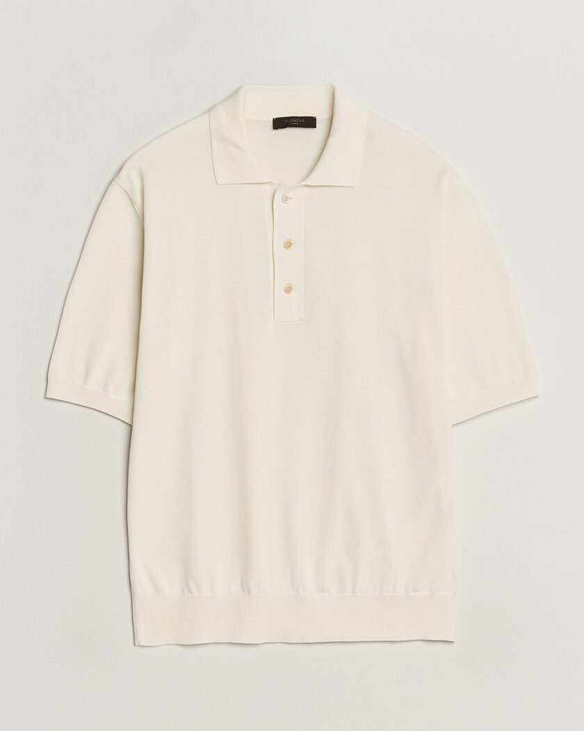 Zanone Knitted Cotton Polo Off White – Valkoinen