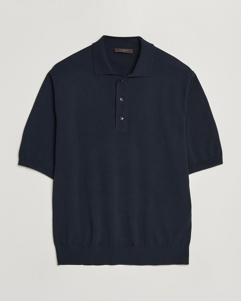 Zanone Knitted Cotton Polo Navy – Sininen