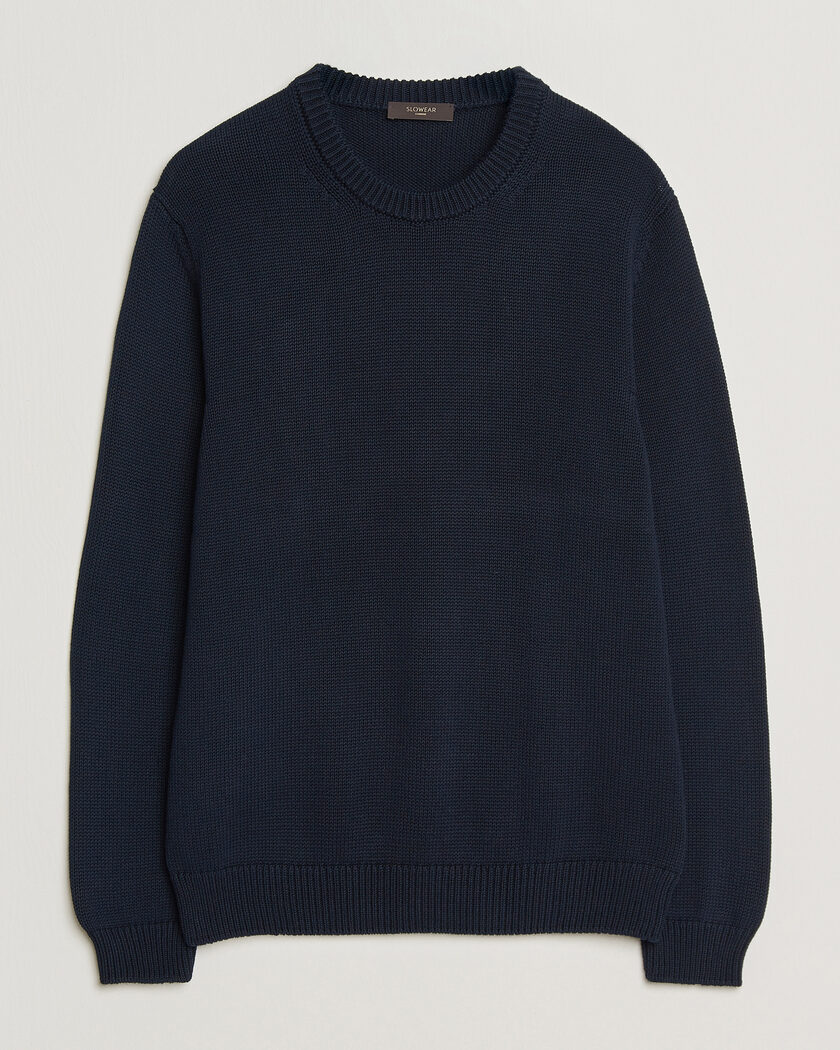 Zanone Soft Cotton Crew Neck Sweater Navy – Sininen