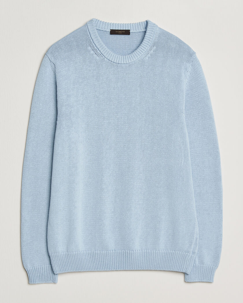 Zanone Soft Cotton Crew Neck Sweater Sky Blue – Sininen