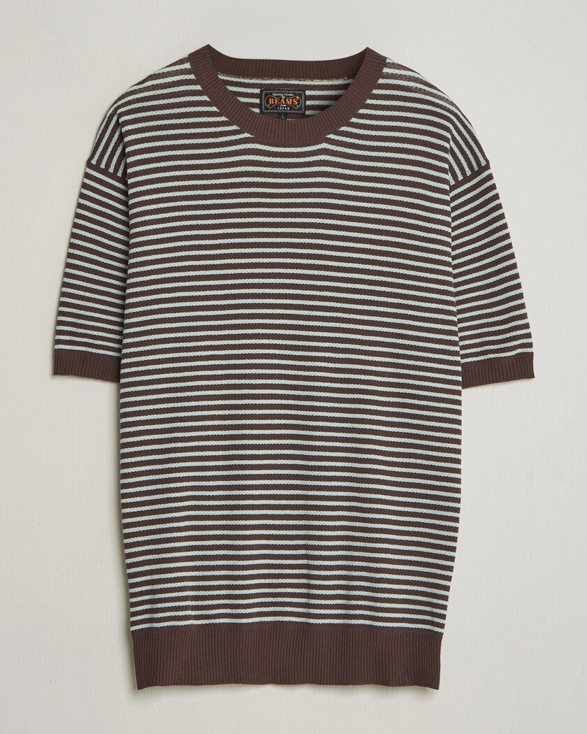 BEAMS PLUS Jacquard Knit T-Shirt Brown – Ruskea