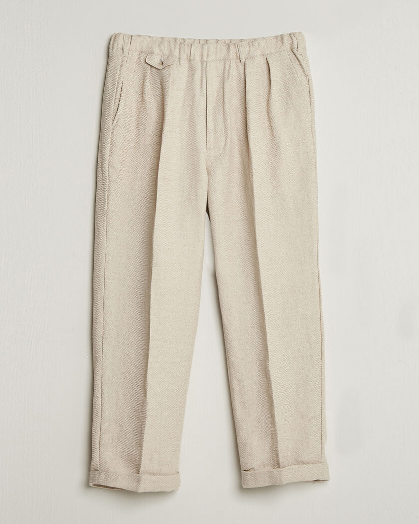 BEAMS PLUS Cotton/Linen Pleated Trousers Off White – Valkoinen