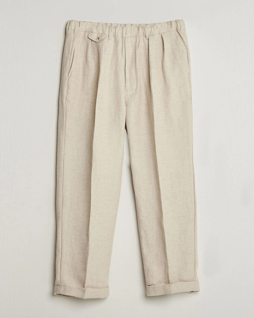 BEAMS PLUS Cotton/Linen Pleated Trousers Off White – Valkoinen