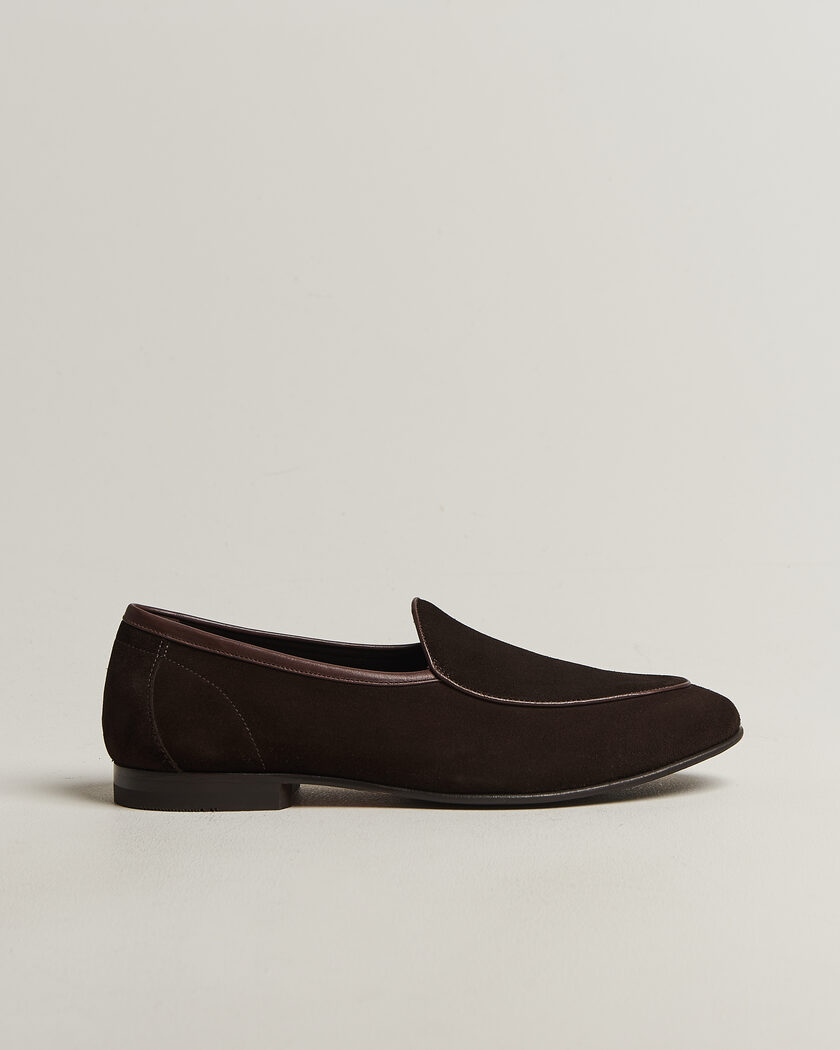 Loake 1880 Belgrave Suede Belgian Loafer Dark Brown – Ruskea