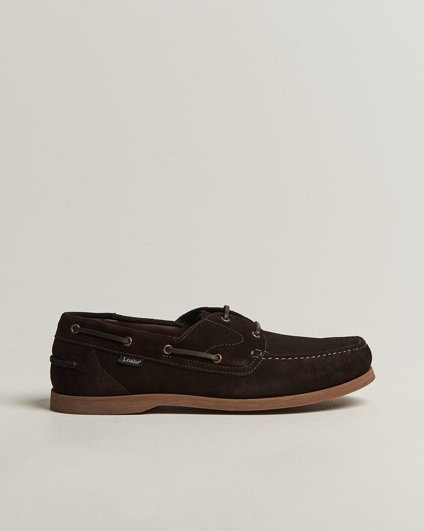 Loake 1880 Padstow Suede Boat Shoe Dark Brown – Ruskea