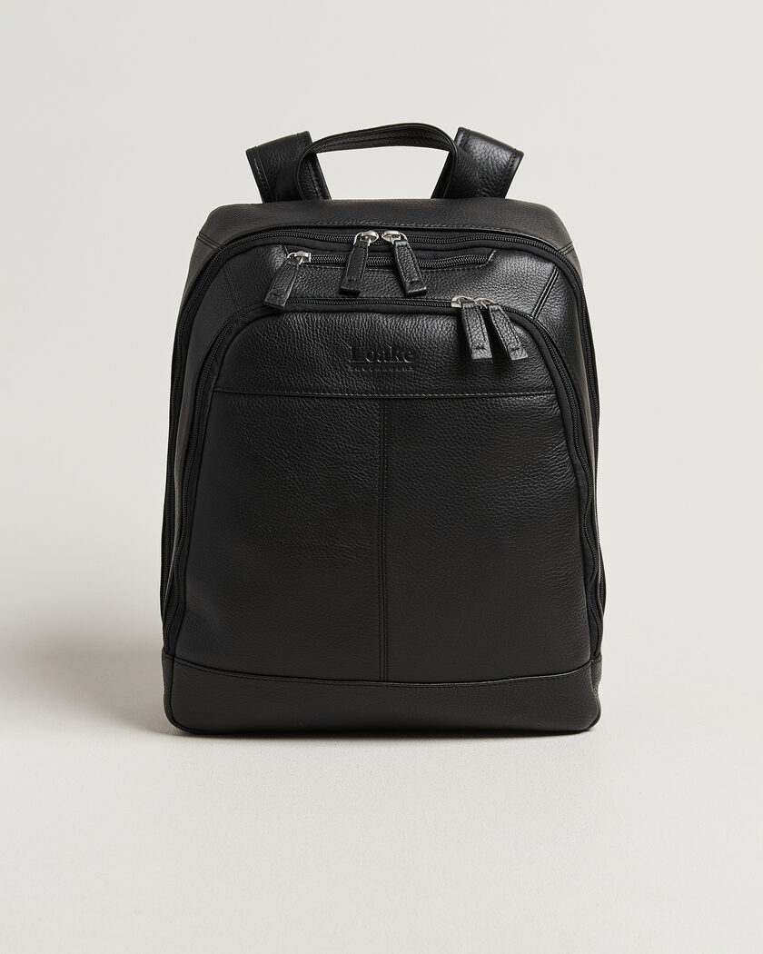 Loake Shoemakers Waterloo Grained Leather Backpack Black – Musta