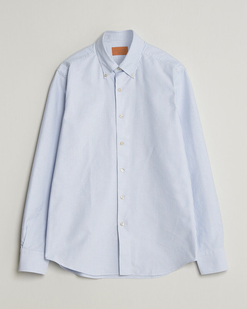 Grigio Oxford Button Down Shirt Light Blue Stripe – Sininen