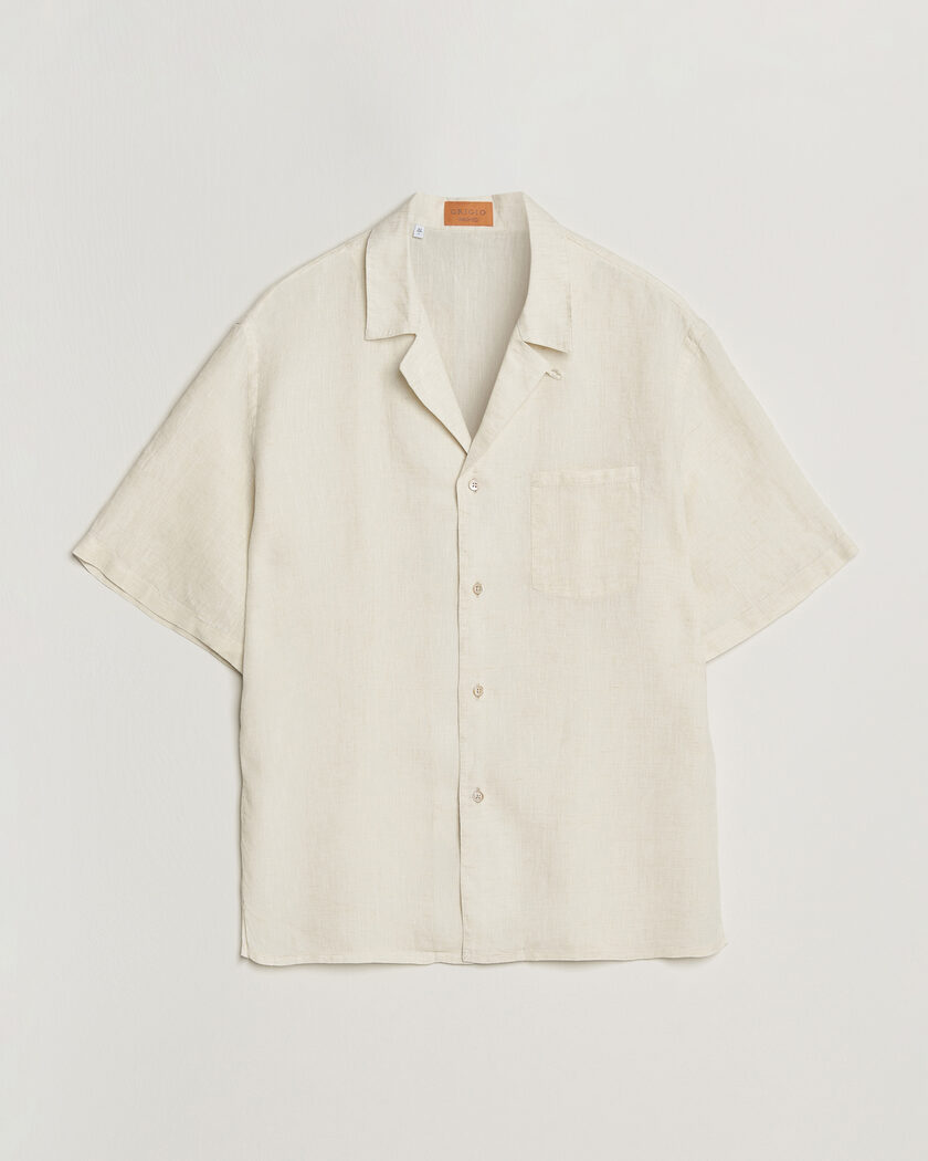Grigio Linen Camp Collar Shirt White – Valkoinen