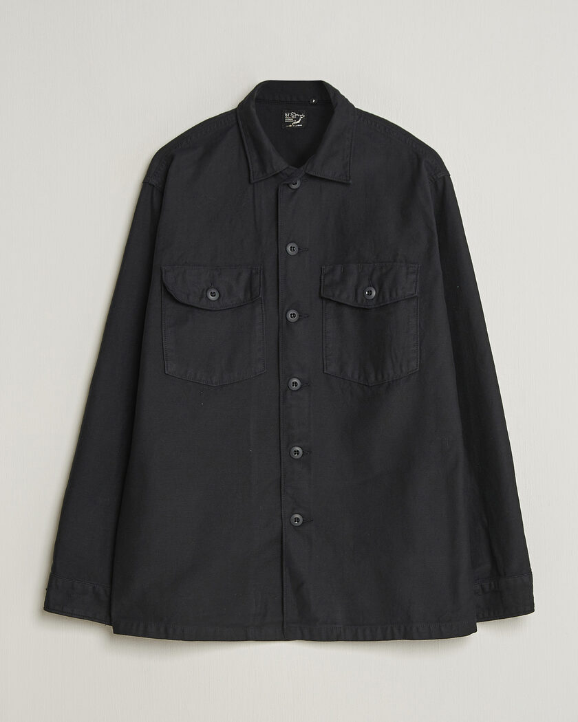 orSlow Cotton Sateen US Army Overshirt Black – Musta