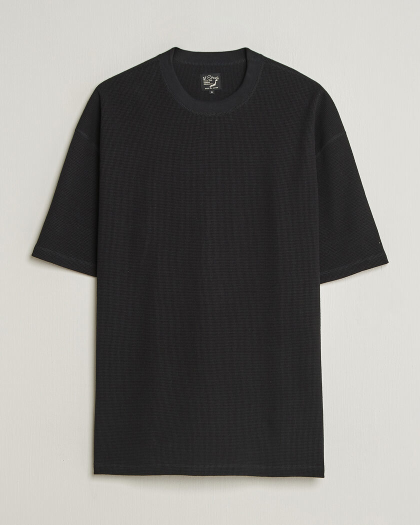 orSlow Waffle Cotton T-Shirt Black – Musta