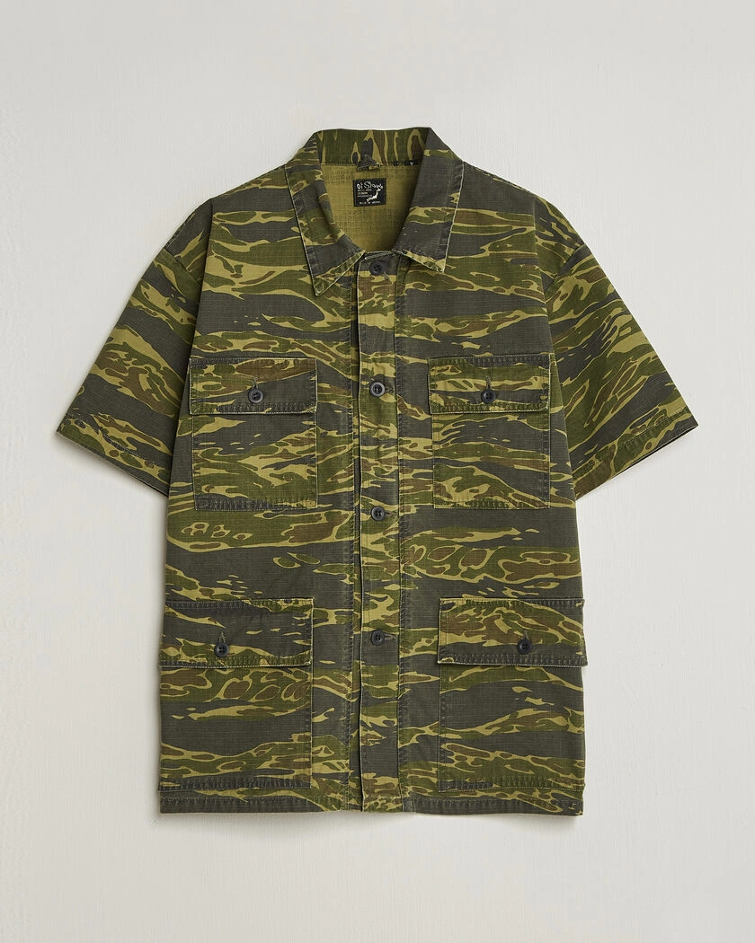 orSlow Short Sleeve Utility Shirt Tiger Camo – Vihreä