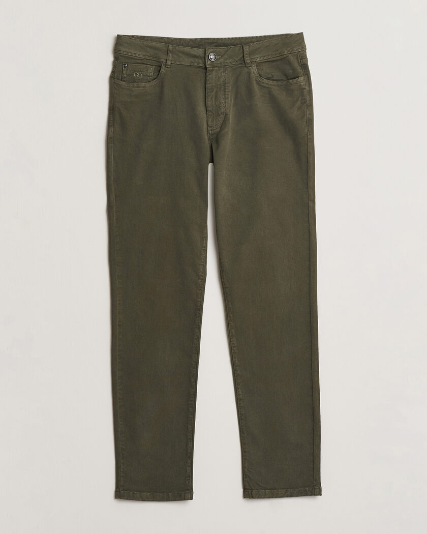 Oscar Jacobson Slim Fit 5-Pocket Chino Olive – Vihreä