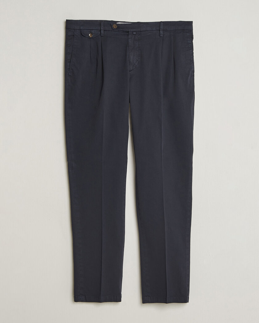 Briglia 1949 Easy Fit Pleated Cotton Stretch Chino Navy – Sininen