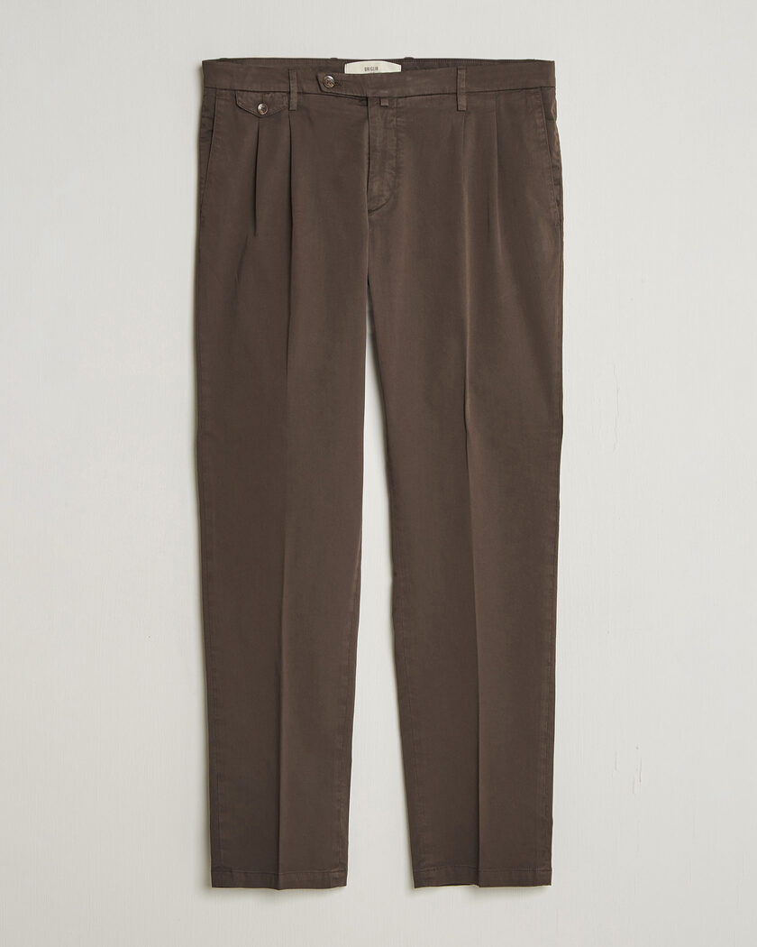 Briglia 1949 Easy Fit Pleated Cotton Stretch Chino Brown – Ruskea