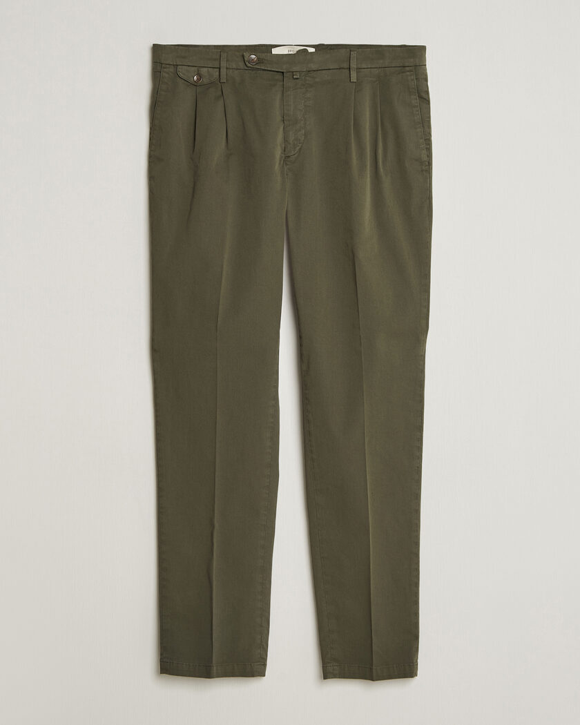 Briglia 1949 Easy Fit Pleated Cotton Stretch Chino Olive – Vihreä