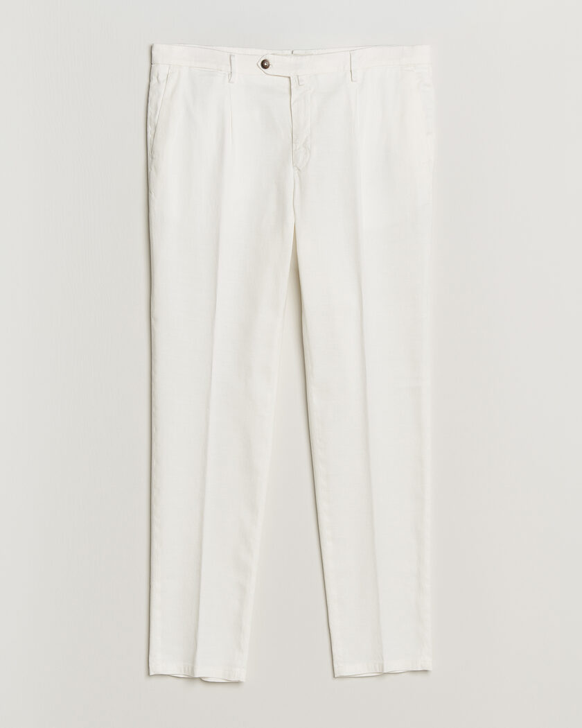 Briglia 1949 Pleated Linen Trousers Cream – Valkoinen