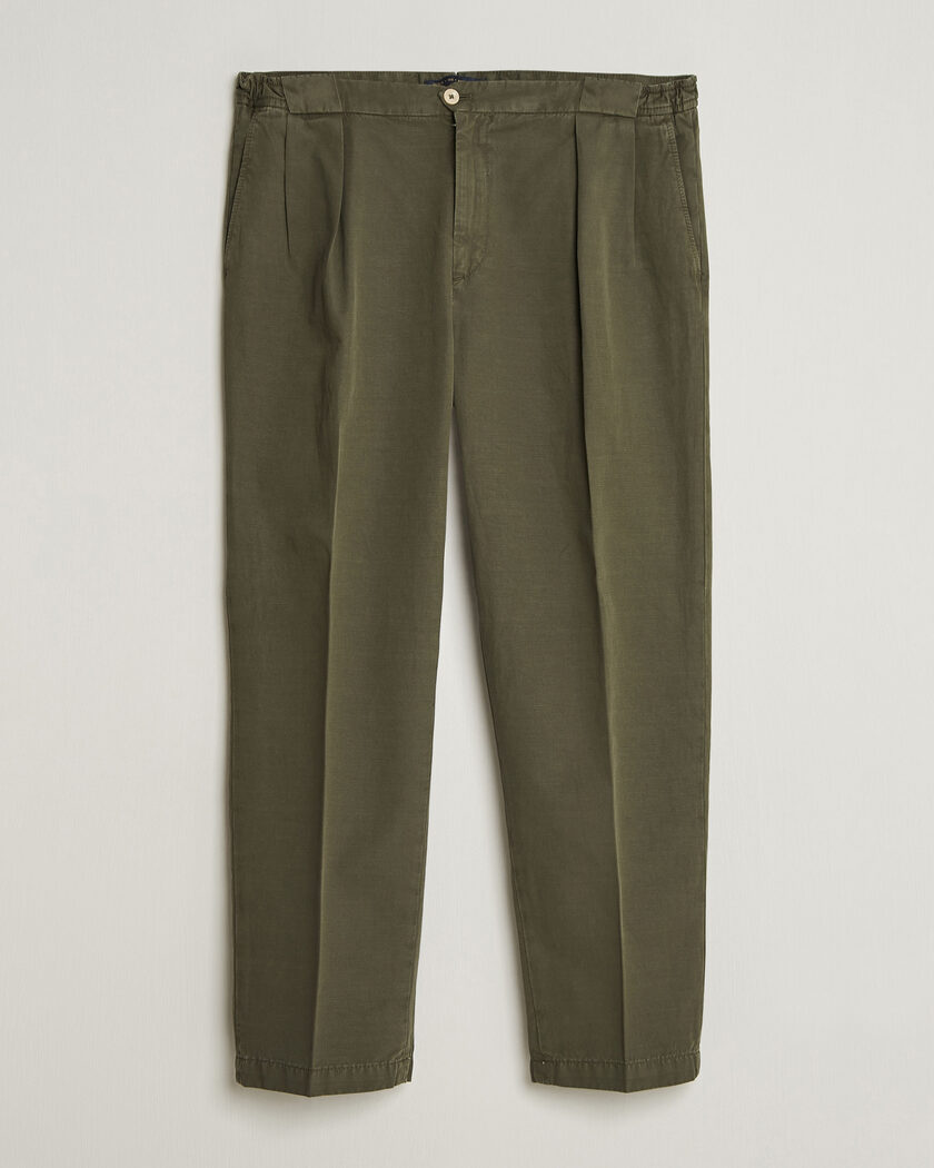 Briglia 1949 Portobello Loose Fit Cotton/Linen Trousers Olive – Vihreä