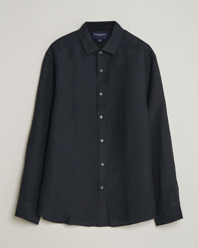 Charles Tyrwhitt Pure Linen Slim Fit Shirt Black – Musta