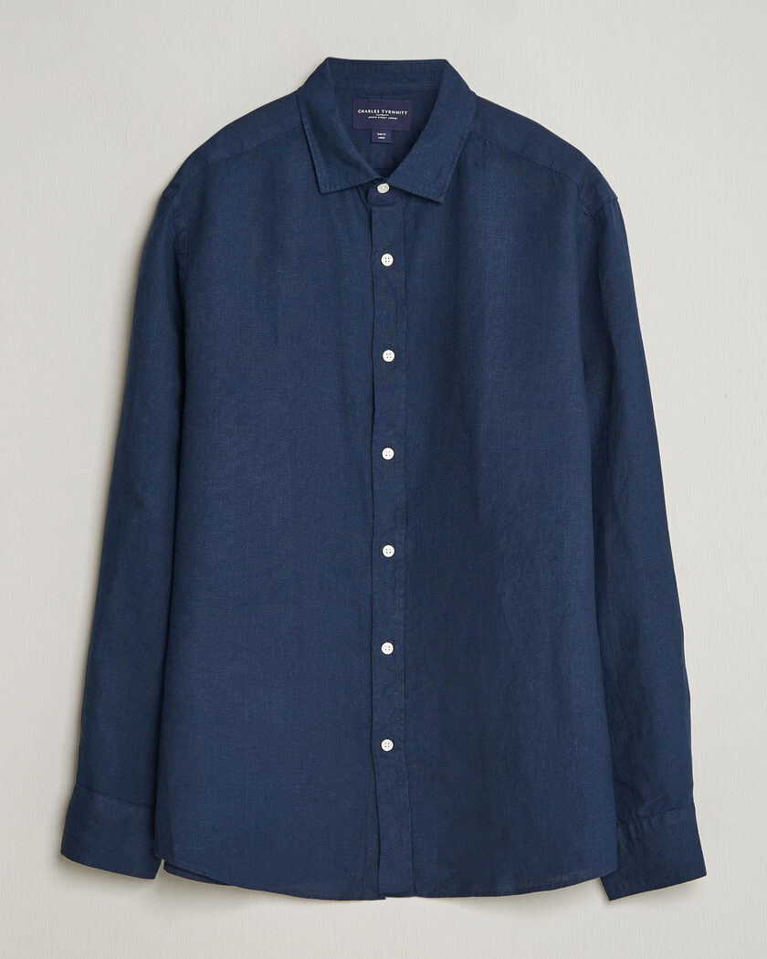 Charles Tyrwhitt Pure Linen Slim Fit Shirt Navy – Sininen