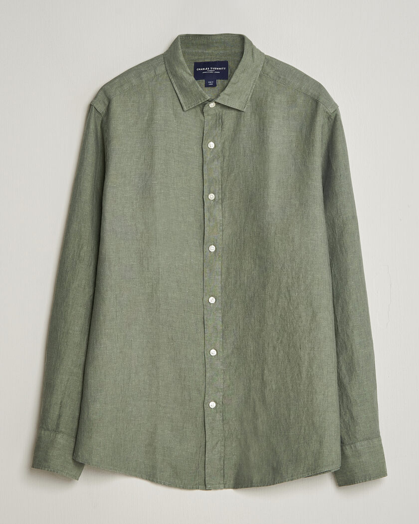 Charles Tyrwhitt Pure Linen Slim Fit Shirt Olive Green – Vihreä