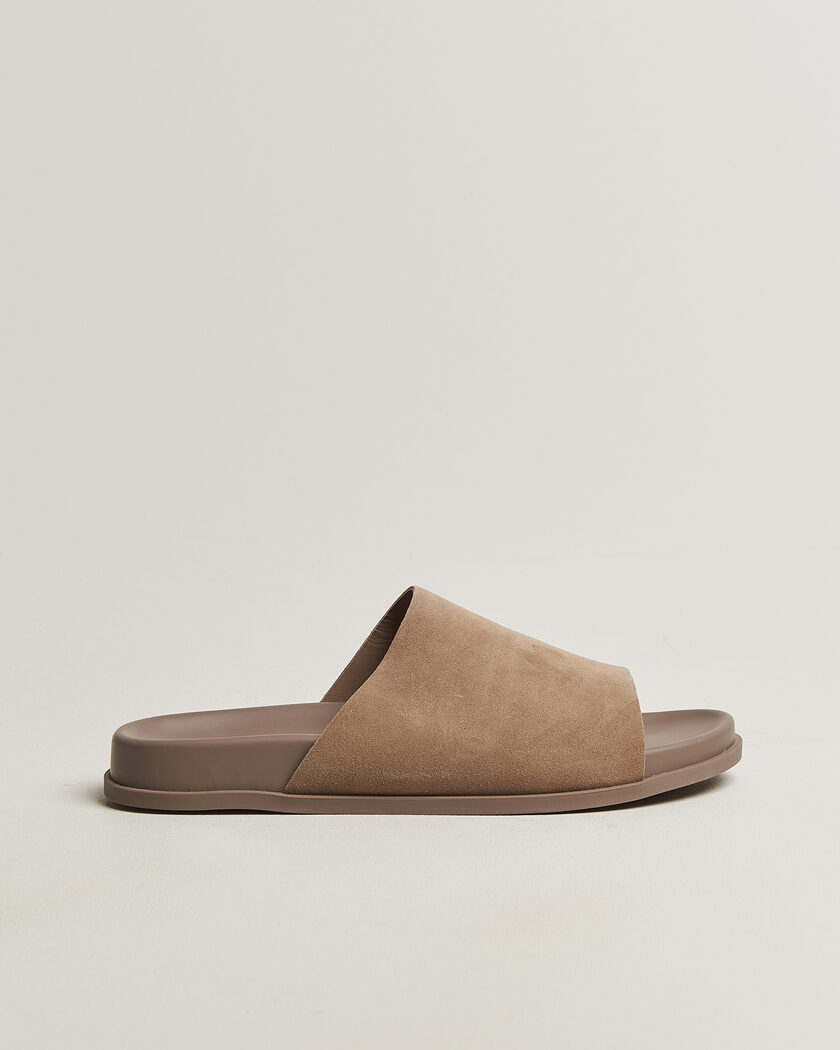 Thera's Classic Slide Sandals Stone Suede – Ruskea