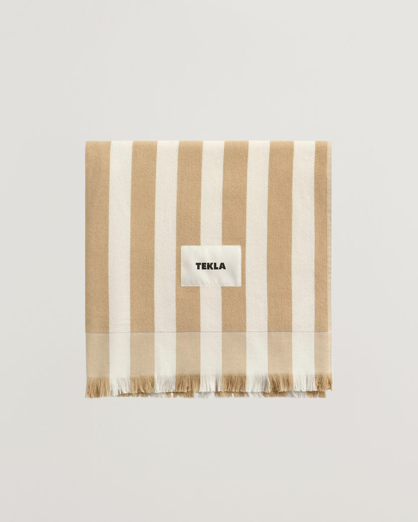 Tekla Organic Terry Beach Towel Almond Stripes – Monivärinen