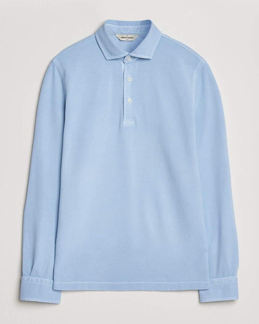 Gran Sasso Washed Long Sleeve Polo Light Blue – Sininen